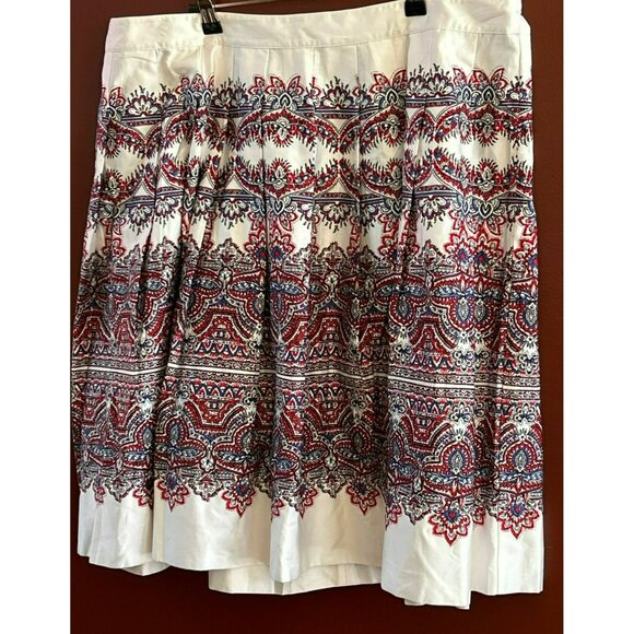 Talbots Women's Red White Blue Floral Knee Length Skirt Plus Size 18W NWT - Picture 2 of 5